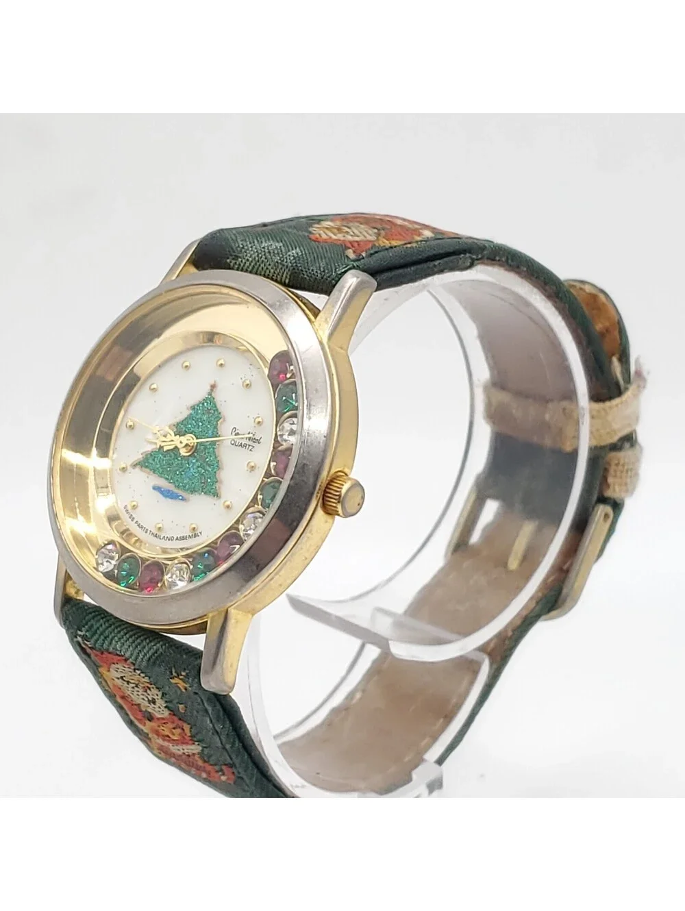 Pierre Nicole Christmas Watch Women 33mm New Battery Christmas Tree Santa Band